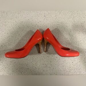 Jessica Simpson Spiced Coral Patent Heels Cork 8